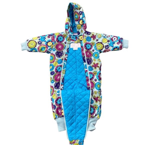 Hanna Andersson Floral Quilted One-Piece Snowsuit Double Zip Funky-18-24 mos - Picture 7 of 16